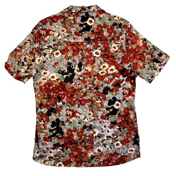 Wax London Mens Medium Floral Button Shirt Red Resort Vacation Hawaiian - Picture 2 of 6